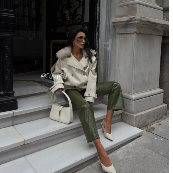 ZARA WATER REPELLENT SHORT TRENCH COAT FUR Size XL - Picture 7 of 16